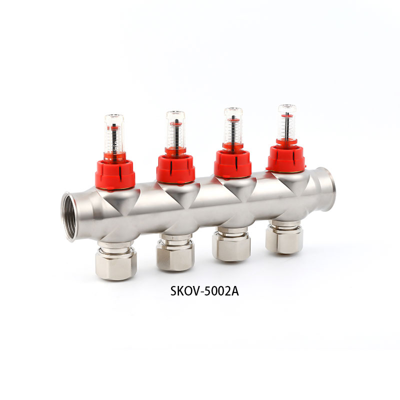 SKOV-5002A+5002B 304 Stainless Steel Floor Heating Manifolds for floor heating system usage 2-8way